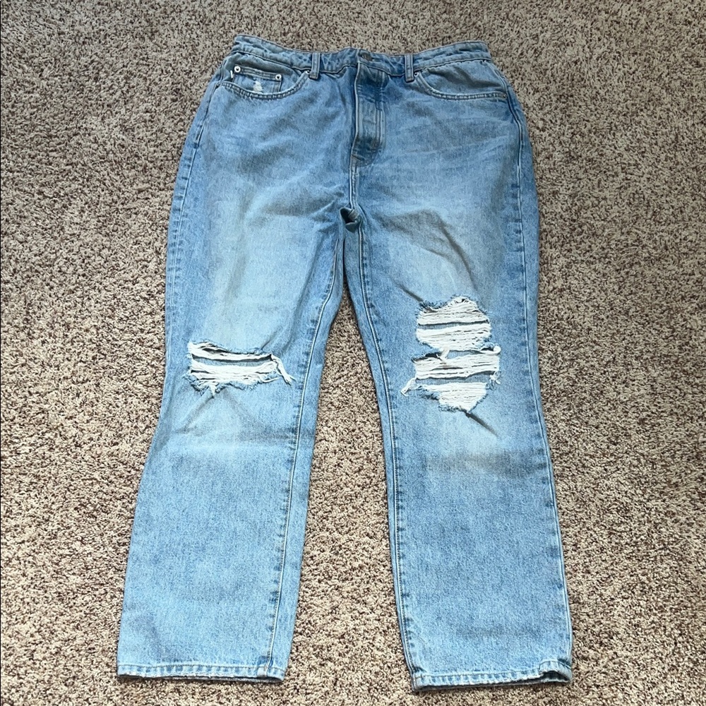 Lovers + Friends Reece High Rise Distressed Slim Straight Jeans Size 32